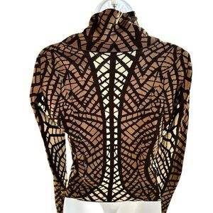 BCBGMaxAzria Abstract Pattern Silk and Wool Blend Sweater Jacket